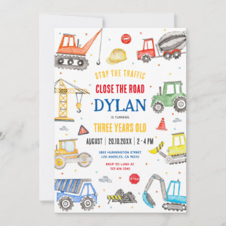Construction Boy Birthday Invitation Einladung