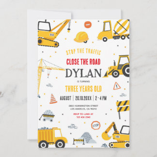 Construction Boy Birthday Invitation Einladung