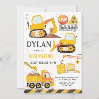 Construction Boy Birthday Invitation Einladung