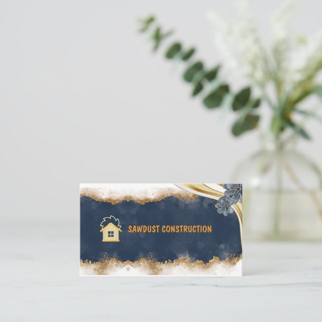 Construction Carpenter Wooden dark rustic timber Visitenkarte (Stehend Vorderseite)