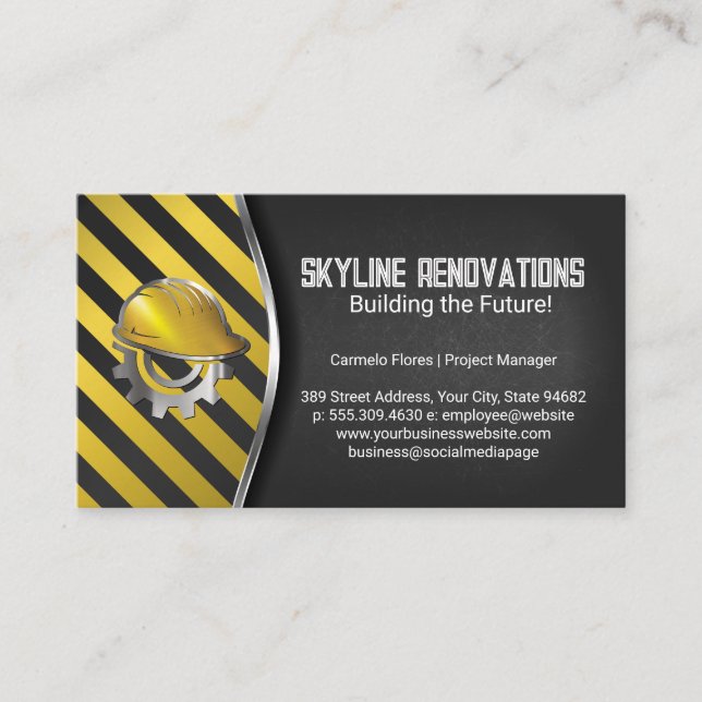 Construction Caution | Hard Hat Helmet Visitenkarte (Vorderseite)