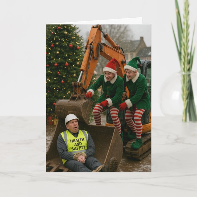 Construction Christmas card Health & Safety kidnap Karte (Vorderseite)