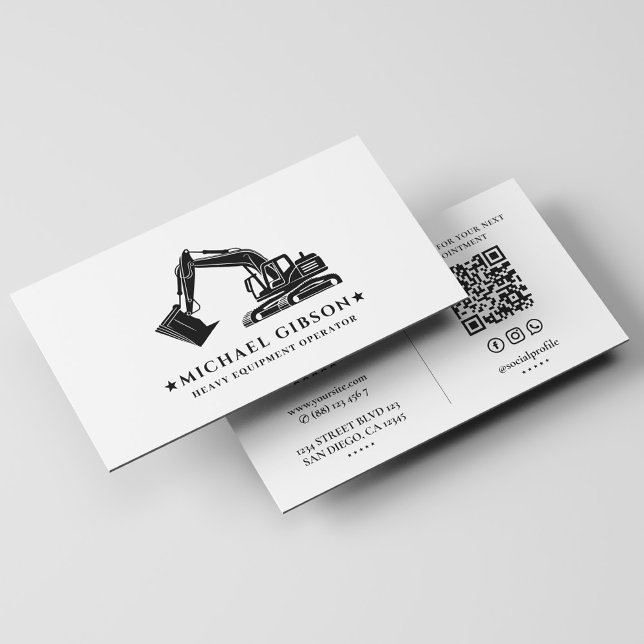 Construction Contractor Heavy Equipment Operator Visitenkarte (Construction Contractor Heavy Equipment Operator Business Card
)