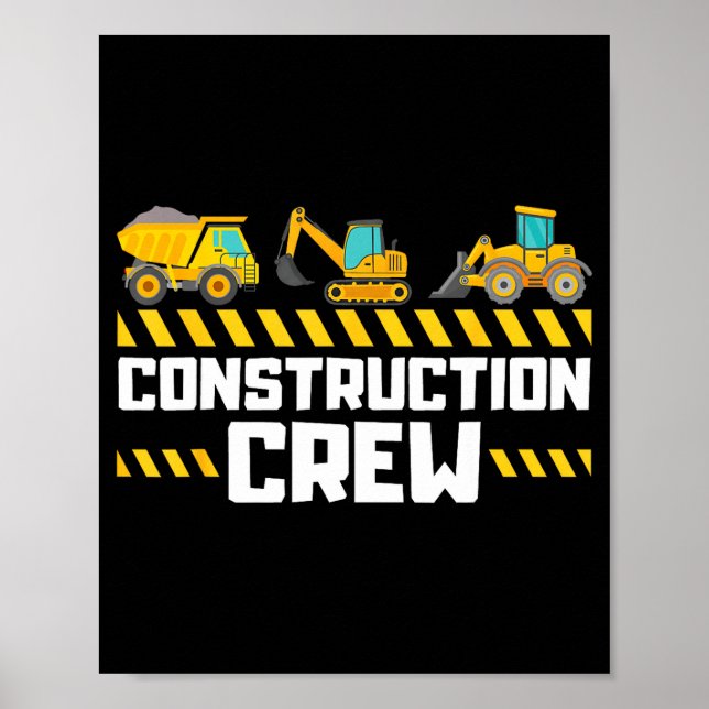 Construction Crew Worker Excavator Boys Girls Kids Poster (Vorne)
