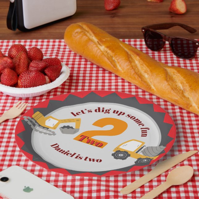 Construction Dump Truck Pappteller (Picknick)