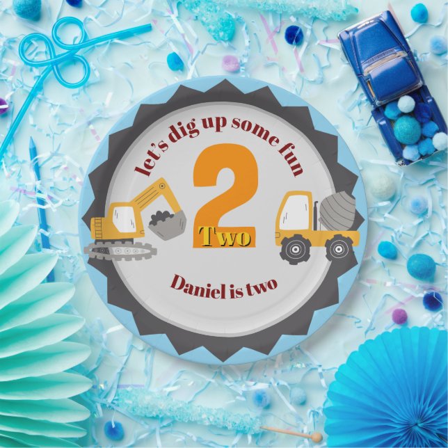 Construction Dump Truck Pappteller (Party)