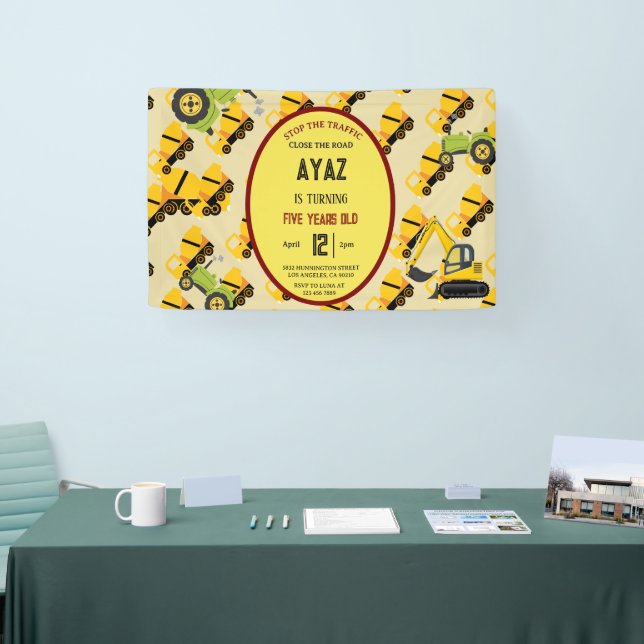 Construction Dump Truck Party Boy Birthday  Banner (Messe)