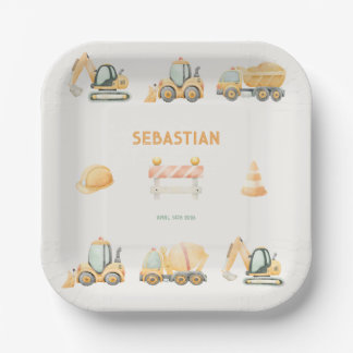 Construction Dump Truck Party Boy First Birthday Pappteller