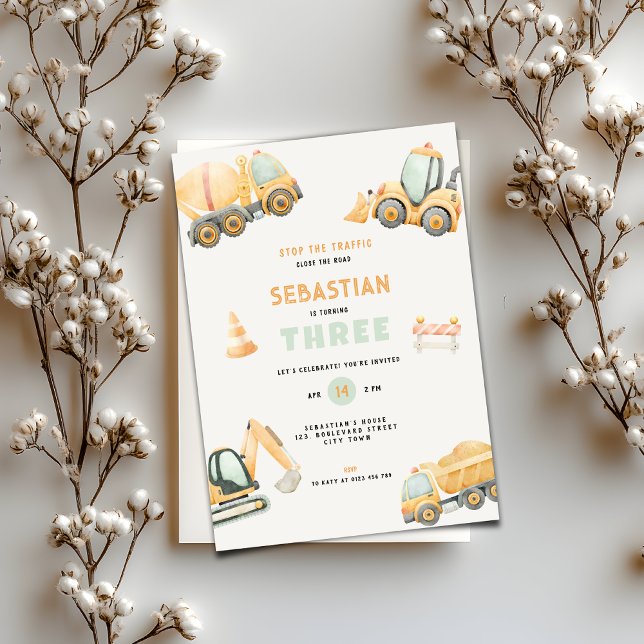 Construction Dump Truck Party Boys Birthday Einladung (Construction Dump Truck Party Boys Birthday Invitation)