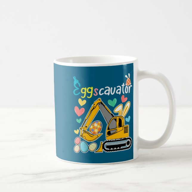 Construction Excavator Easter Day Egg Hunt For Boy Kaffeetasse (Rechts)