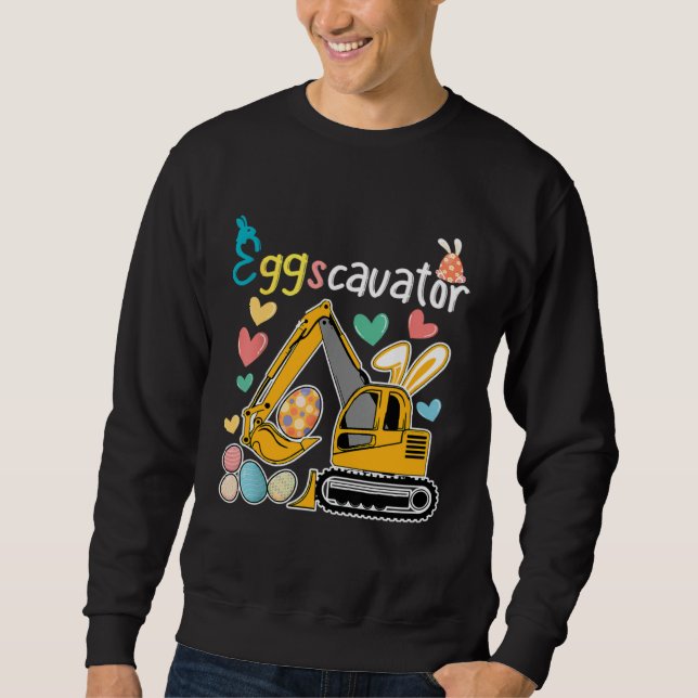 Construction Excavator Easter Day Egg Hunt for Boy Sweatshirt (Vorderseite)