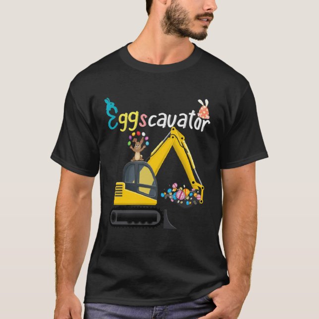 Construction Excavator Easter Day Egg Hunt for Boy T-Shirt (Vorderseite)