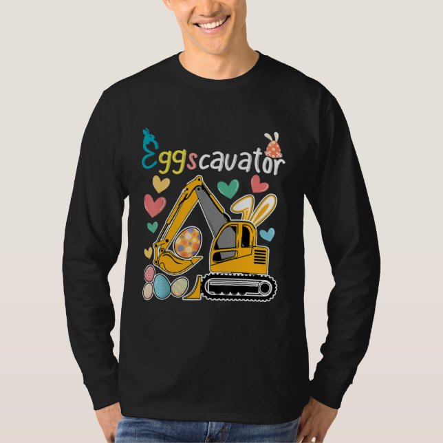 Construction Excavator Easter Day Egg Hunt for Boy T-Shirt (Vorderseite)