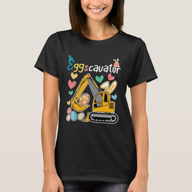 Construction Excavator Easter Day Egg Hunt for Boy T-Shirt (Vorderseite)