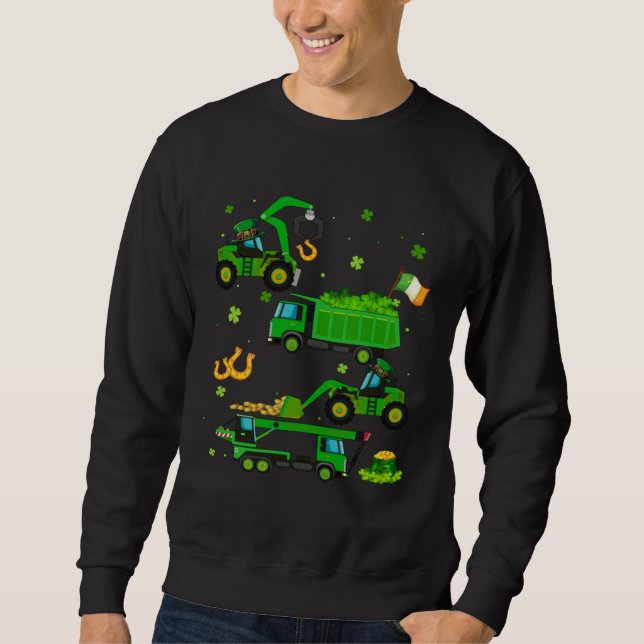 Construction Excavator St Patricks Day Boys Girls  Sweatshirt (Vorderseite)