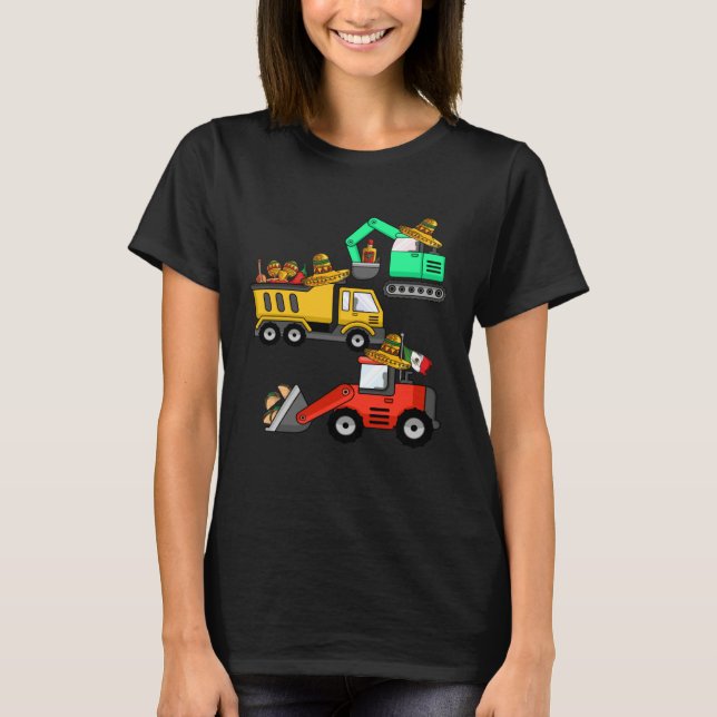 Construction Excavator Taco Mexican Crane Cinco De T-Shirt (Vorderseite)