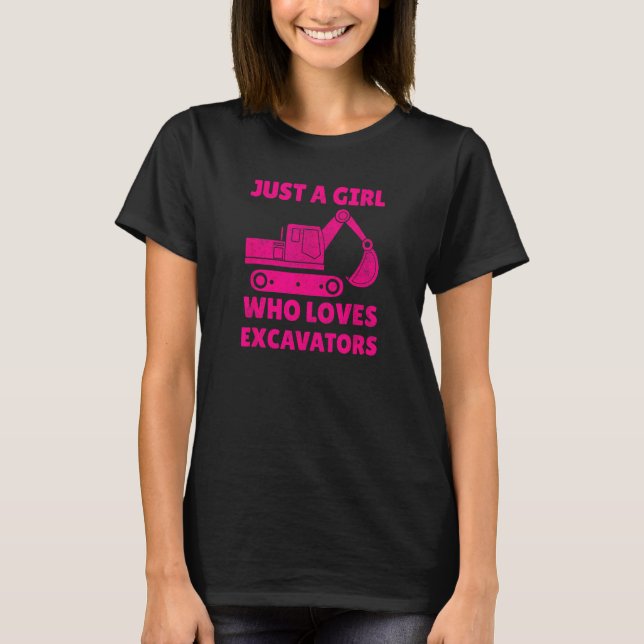 Construction Girl Excavator Truck Building Site He T-Shirt (Vorderseite)