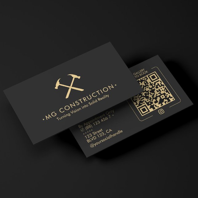 Construction Hammer General Contractor Black Visitenkarte (Construction Hammer General Contractor Black Business Card
)