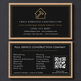 Construction & Handyman QR Code Wood Visitenkarte