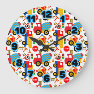 Construction Kids Round (Large) Wall Clock Große Wanduhr