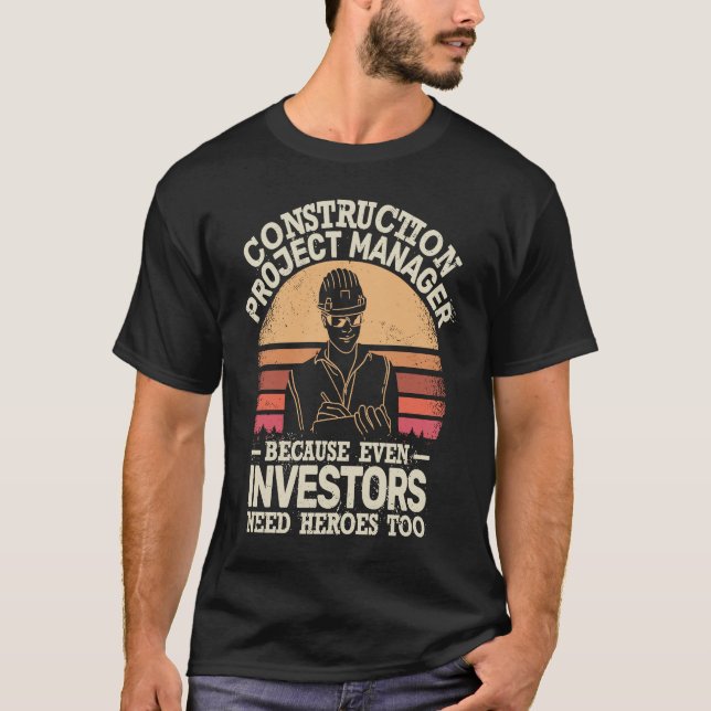 Construction Project Manager retro man Project Man T-Shirt (Vorderseite)