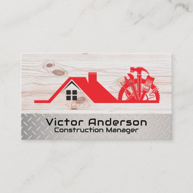 Construction Repair Tools Logo | Home Renovation Visitenkarte (Vorderseite)
