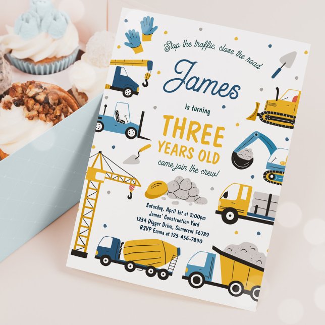 Construction Site Dump Truck Digger Birthday Party Einladung (Von Creator hochgeladen)