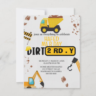 Construction Theme 3rd Birthday Invitation Dirty 3 Einladung