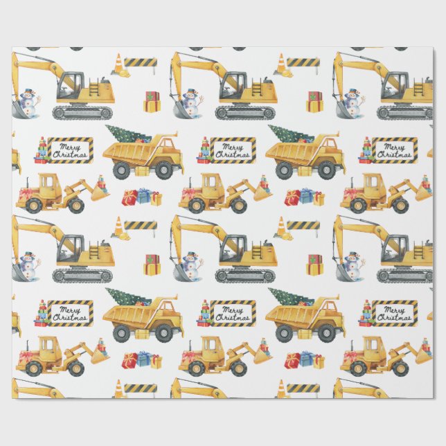 Construction Theme Christmas Wrapping Paper Geschenkpapier (Flach)