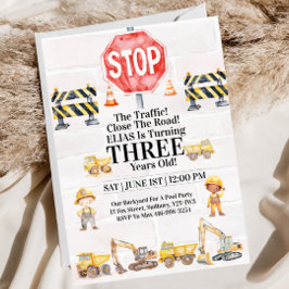Construction Themed Children's Birthday Invitation Einladung