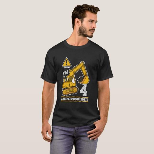 Construction Truck 4Th 4 Digger Builder T-Shirt (Vorne ganz)