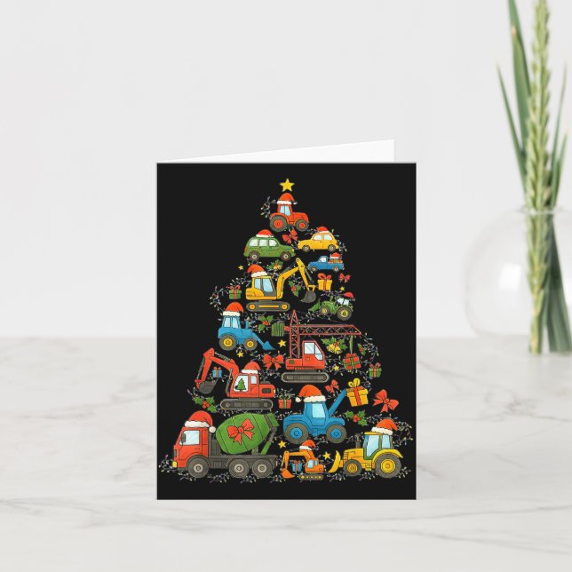 Construction Truck Christmas Tree Christmas Kids B Karte (Vorderseite)