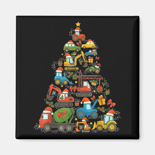 Construction Truck Christmas Tree Christmas Kids B Magnet (Vorne)