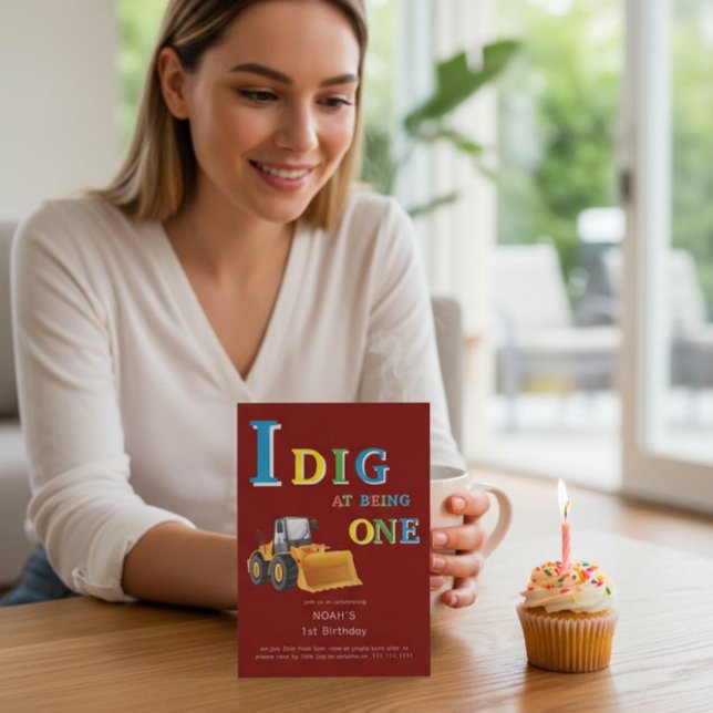 Construction Truck 'I Dig Being One' Birthday  Einladung (Von Creator hochgeladen)