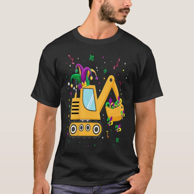 Construction Truck Mardi Gras  For Kids Toddler Bo T-Shirt (Vorderseite)