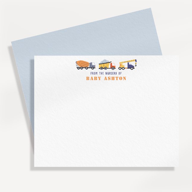 Construction Trucks Nursery Note Card Einladung (Von Creator hochgeladen)