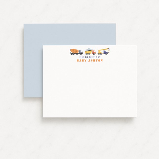 Construction Trucks Nursery Note Card Einladung (Von Creator hochgeladen)