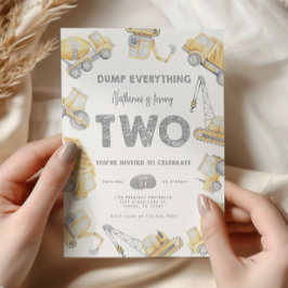 Construction TWO 2nd Birthday Party Einladung