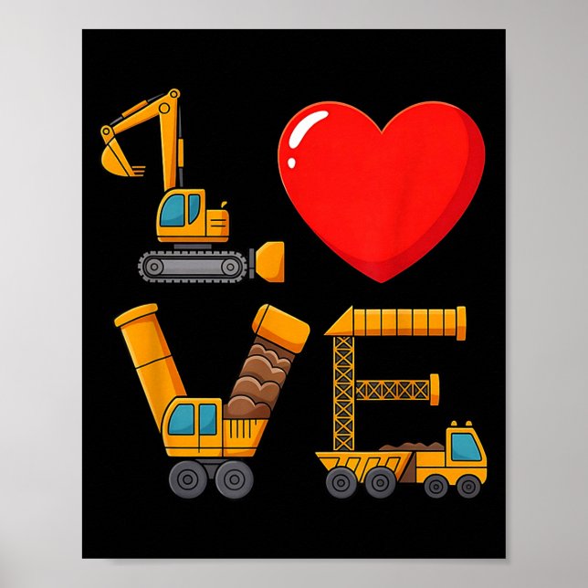 Construction Valentine Love Spelled With Trucks Ex Poster (Vorne)