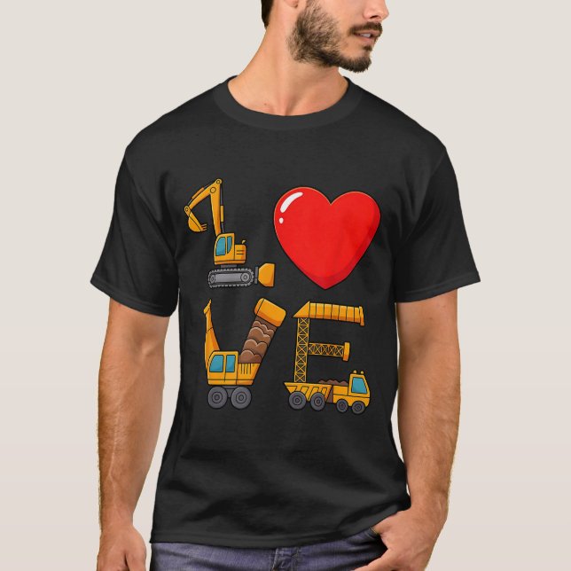 Construction Valentine Love Spelled With Trucks Ex T-Shirt (Vorderseite)
