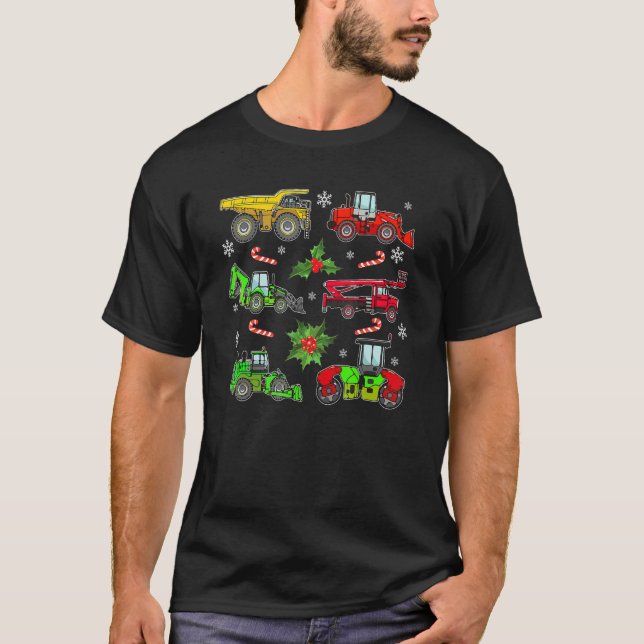 Construction Vehicle Christmas Red Trucks Winter B T-Shirt (Vorderseite)