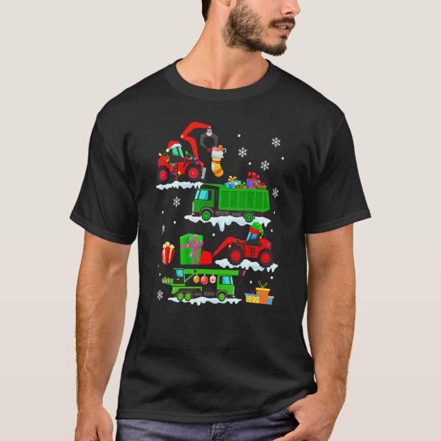 Construction Vehicle Christmas Red Trucks Winter B T-Shirt (Vorderseite)