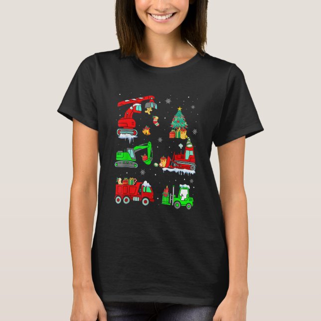 Construction Vehicle Christmas Red Trucks Winter B T-Shirt (Vorderseite)