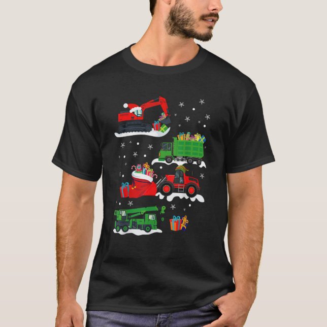 Construction Vehicle Christmas Red Trucks Winter B T-Shirt (Vorderseite)