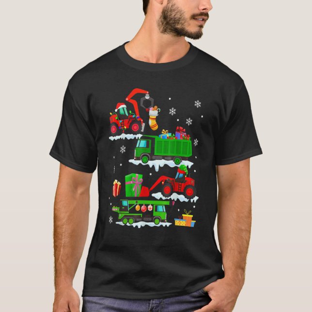 Construction Vehicle Christmas Red Trucks Winter B T-Shirt (Vorderseite)