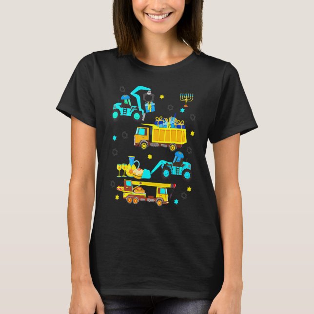 Construction Vehicle Menorah Hanukkah Chanukah Tod T-Shirt (Vorderseite)