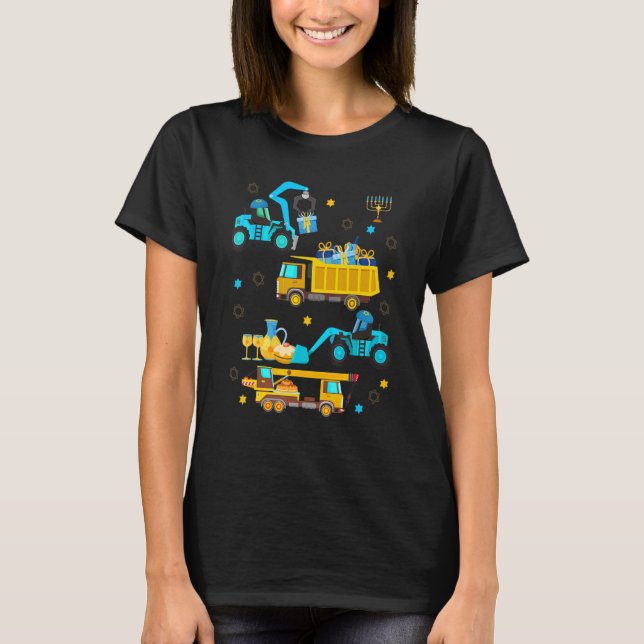 Construction Vehicle Menorah Hanukkah Chanukah Tod T-Shirt (Vorderseite)