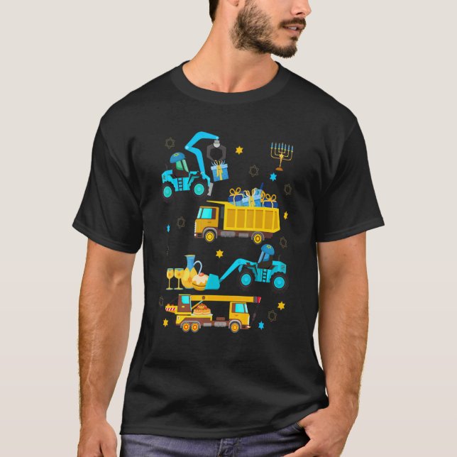 Construction Vehicle Menorah Hanukkah Chanukah Tod T-Shirt (Vorderseite)