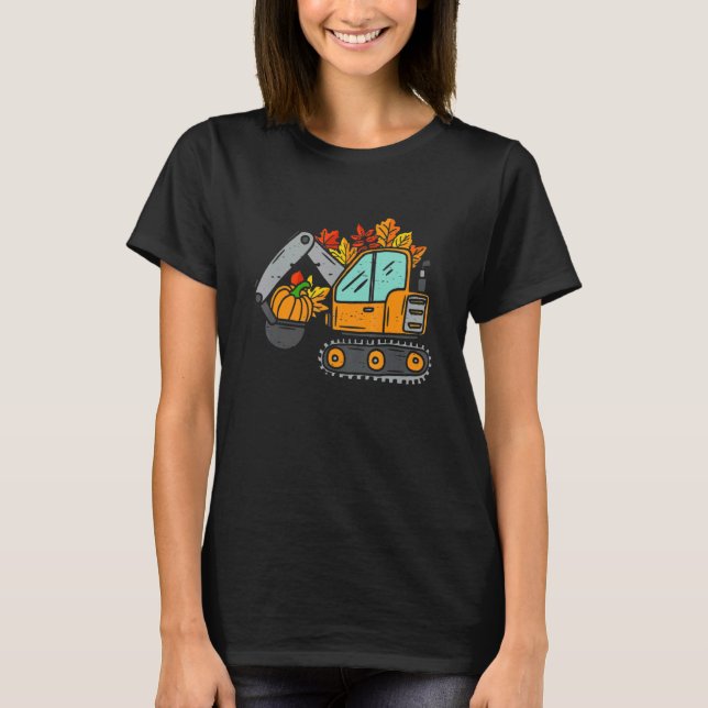 Construction Vehicle Thanksgiving Pumpkin Fall Aut T-Shirt (Vorderseite)