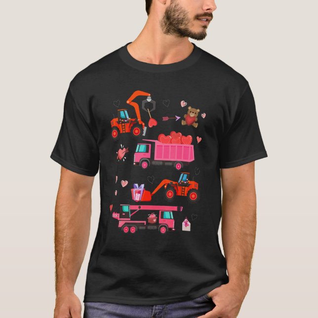 Construction Vehicle Valentines Day Crane Truck Fo T-Shirt (Vorderseite)